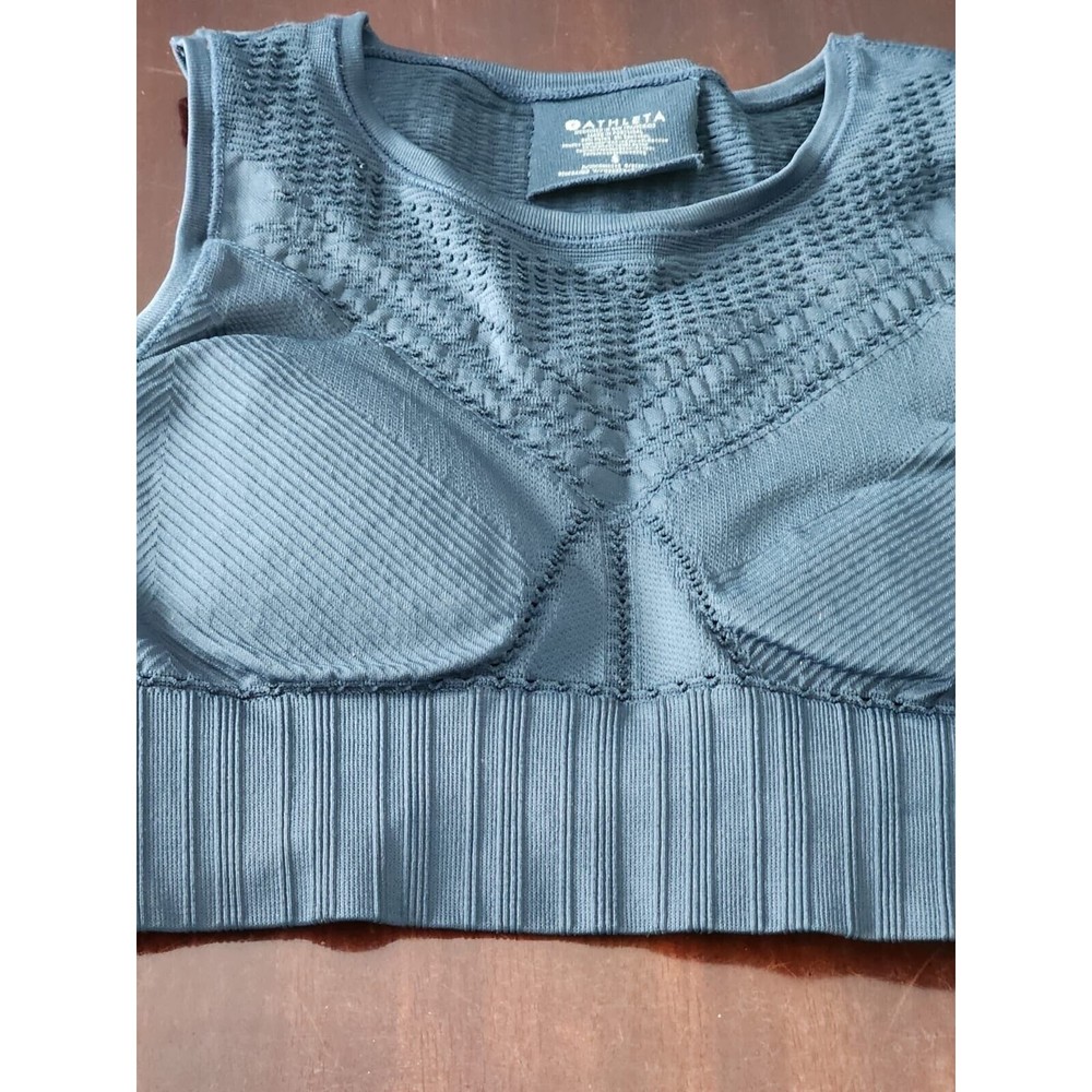 Athleta Womens Teal Nylon Blend Comfort Pullover Wireless Sports Bra Size Small - Picture 6 of 6